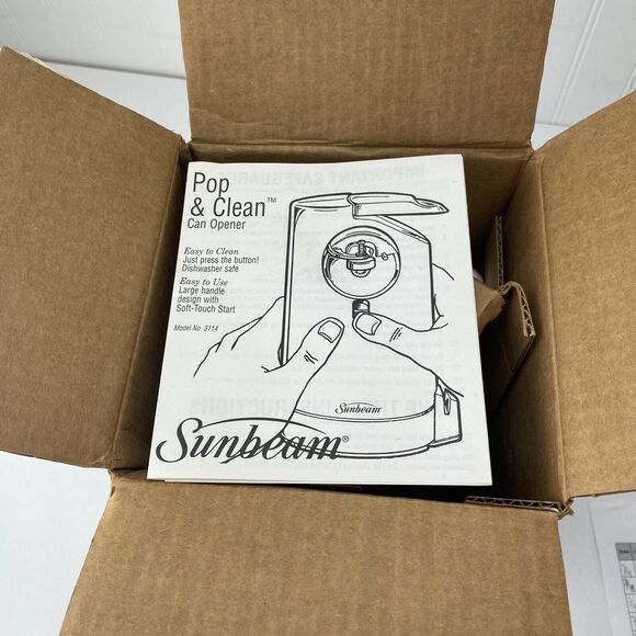 OPEN BOX NEW Sunbeam Pop & Clean Extra Tall Counter Top Can Opener 3114 - Picture 3 of 5
